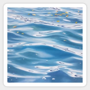 Afterthoughts - lake water painting with floating leaves Sticker